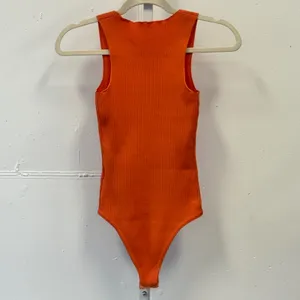 Happily Grey Women's Ribbed Square Neck Bodysuit Orange Size Small‎ Sleeveless thumbnail 2