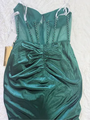 Portia & Scarlett Emerald Velvet Beaded Corset Gown Formal Dress L NWT thumbnail 15