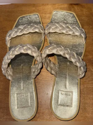 Dolce Vita Metallic Gold Braided Double-Strap Slide Sandals thumbnail 1