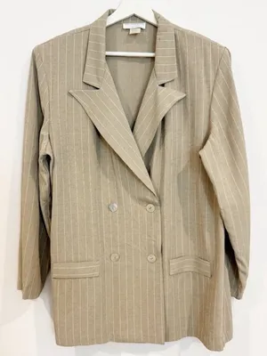 Lew Magram Blazer Size 16 Pinstripe Double Breasted Vintage Oversize Slouchy 90s thumbnail 1