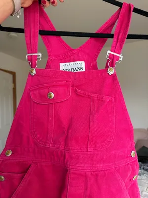 Vintage Pink Short Overalls Size M thumbnail 6