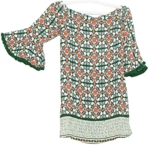 Lulus Off Shoulder Boho Mini Dress Bell Sleeve Festival Peasant Flowy Indie M thumbnail 1