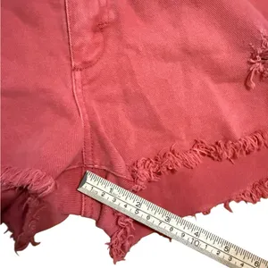 RVCA Women's Faded Red Distressed Raw‎ Hem Jean Shorts Sz 26 thumbnail 7
