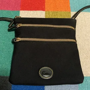 Dooney and Bourke Black Nylon North South Triple Zip Purse Bag thumbnail 3