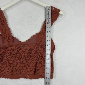 Intimately Free People Adella‎ Lace Bralette Rust Orange Boho Crop Top Womens M thumbnail 4