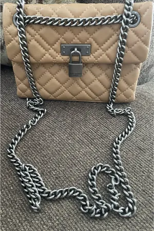KURT GEIGER London Brixton Lock Camel Diamond Quilted Shoulder Bag thumbnail 2