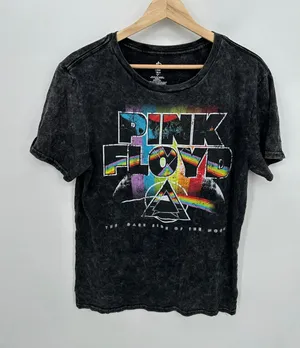 Pink Floyd Dark‎ Side of the Moon Graphic Tee Women Medium Black Mineral Wash thumbnail 1