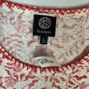 Bobeau Womens Floral Print Knit Top Scoop Neck Short Sleeve Ivory Size L thumbnail 2