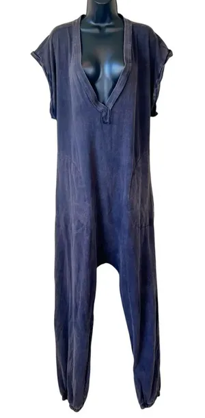Free People FP Movement Hot Shot V-Neck Onesie Washed Black thumbnail 1