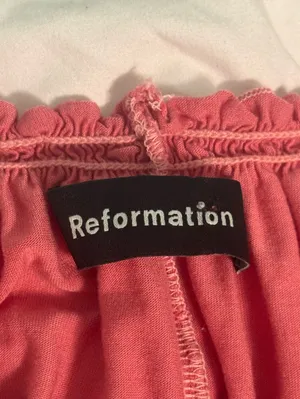 Reformation Pink Smocked Edge Short Sleeve Top thumbnail 4
