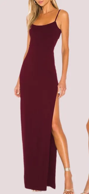 NWT Maroon Backless Spaghetti Strap Maxi Dress thumbnail 1