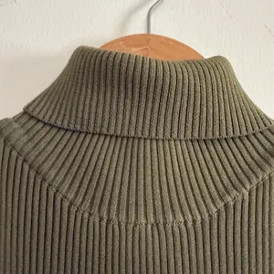MESHKI Olive Green Rib Knit Turtleneck Sleeveless Midi Dress Extra Large Bodycon thumbnail 4