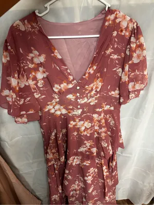 SHEIN Dusty Rose Floral Midi Dress thumbnail 1