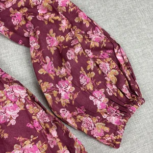 Free People Dress Womens Small Purple Floral Smocked Fit Flare Mini Long Sleeve‎ thumbnail 6