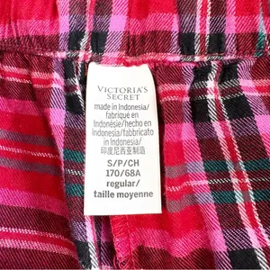 Victoria’s Secret Flannel Long PJ Set in Lipstick Bold Lurex Plaid Small thumbnail 15
