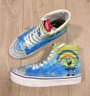 Vans Sk8-Hi SpongeBob SquarePants Tie Dye High Top Sneakers Womens 7 Mens 5.5 thumbnail 1