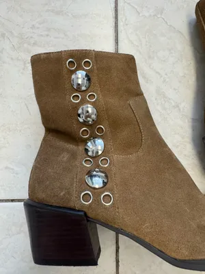 Steve Madden light brown suede ankle booties with silver studs  thumbnail 3