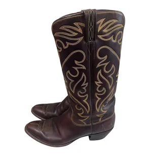 Vintage Lucchese Men’s 12 Espresso Smooth Leather Western Boots Round Toe USA thumbnail 1