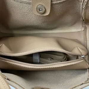 Tan Vegan Faux Leather Pebbled With Pouch Crossbody Strap Tote Handbag OS thumbnail 3