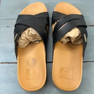 Reef Horizon X Slide Sandals Womens 6 Black Tan Crisscross Straps C-21 ICC thumbnail 5