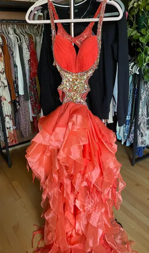 Coral Open Back Prom Dress Pink Size 2 thumbnail 1