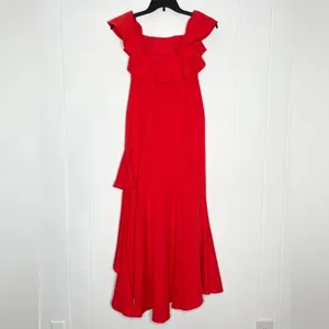Sensemill Boutique Red Ruffle High-Low Maxi Dress Feminine Flirty Fiesta thumbnail 2