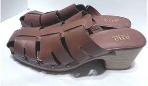 a.n.a Fernberg Brown Woven Fisherman Mules Studded Clog Block Heel Sandals 9M thumbnail 1