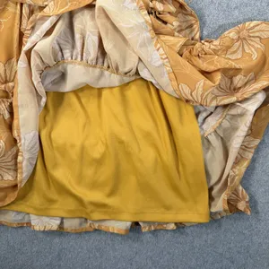 Flying Tomato Size Small Yellow Floral Elastic Waist Ruffle Tie Belt Mini Dress thumbnail 9