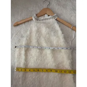 Lulus Absolutely Luxe Cream Textured Pearl Halter Mini Dress Size Medium Bridal thumbnail 7