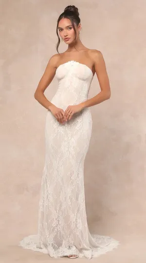Lulus Valeria lace strapless bustier dresss thumbnail 1