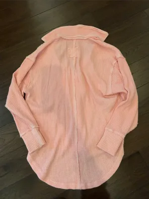 aerie Pink Waffle Henley Pullover Size XS - C72-010 thumbnail 8