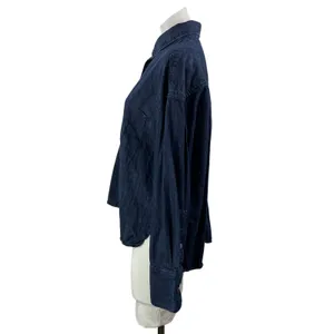 Zara Women's Blue Long Sleeve Chest Pocket Career Button Down Shirt Top Size M thumbnail 2