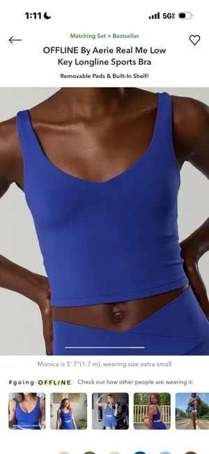 offline by aerie real me low key longline sports bra thumbnail 4