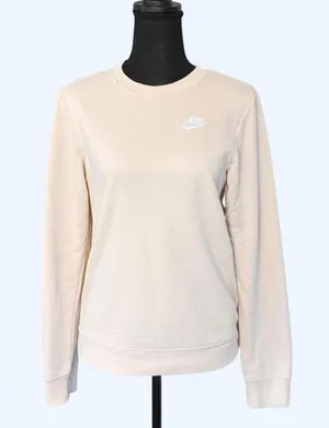 Nike cream sweatshirt small swoosh logo neutral basic cozy pullover Size XS thumbnail 1