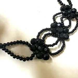 Cookie Lee black seed and beaded choker necklace thumbnail 6
