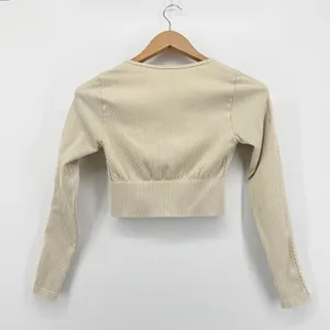 OFFLINE by Aerie Small Sand Ribbed Seamless Square Neck‎ Crop Top Braided Sleeve thumbnail 4