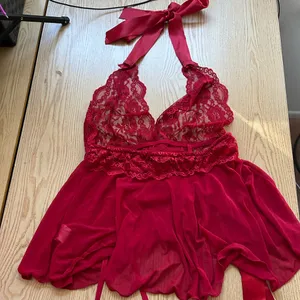 Women's Elegant Lacey Burgundy/Red Lingerie Babydoll w/Garters size Medium/Large thumbnail 5