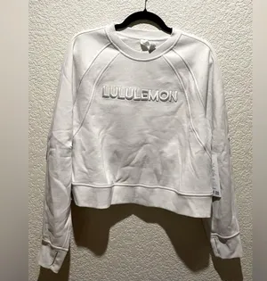 Lululemon NWT Scuba Oversized Pullover Wordmark Crewneck Bone Color Size M L thumbnail 8