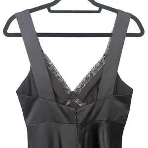 GIANNI BINI Satin‎ Lace Trimmed Slip Dress Black Sz 2 thumbnail 4