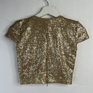Dress The Population Size Small Cara Two Piece Gown Gold‎ Sequin Holiday Party thumbnail 9