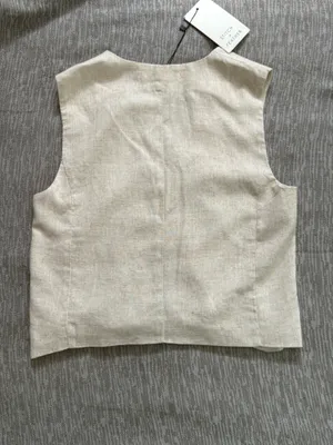 Stitch + Feather Beige Linen Blend Top Tan thumbnail 2
