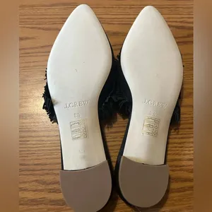 J. Crew Loafer Black Suede Fringe Slip-On Mules Women’s Pointed Flats Size 8.5 thumbnail 3