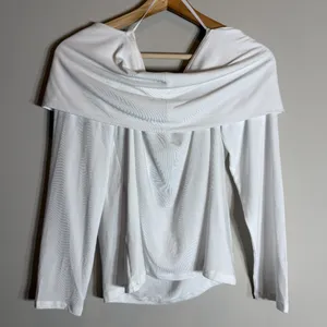Babaton Aritzia Streamline Top Drapey Jersey Off the Shoulder Women XL White NWT thumbnail 9