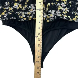 Free People Intimately‎ Bodysuit Floral Puff Sleeve Black Boho Top Womens S thumbnail 13