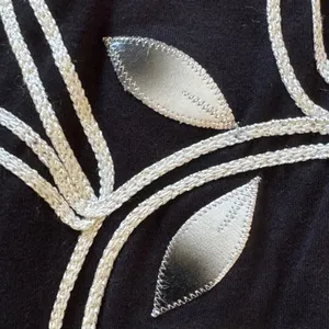 Vintage‎ 80s Style Black Silver Floral Soutache Embroidery Short Sleeve Blouse thumbnail 5