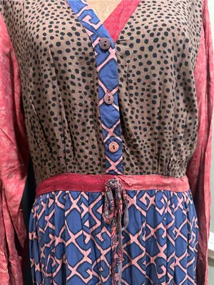 Sacred Threads Bohemian Mixed‑Print Long‑Sleeve Midi Dress – NWT – Size L/XL thumbnail 13