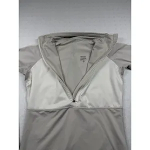 Nike Pro Dri-FIT 1/2 Zip Long Sleeve Top Womens Medium Beige Athletic thumbnail 4