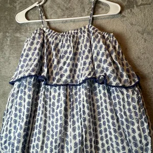 Polo Ralph Lauren Blue White Ruffle‎ Shoulder Strap Pom Pom Dress 10 New thumbnail 2