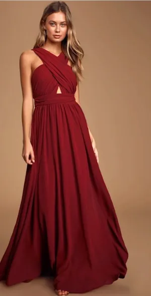 LULUS Sexy Elegant Chic Prom Wedding Bridesmaid Romantic Flowy Chiffon Maxi thumbnail 1