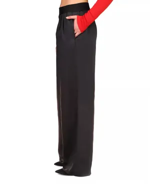Sanctuary Satin Black High Waist Wide Leg Pants thumbnail 3